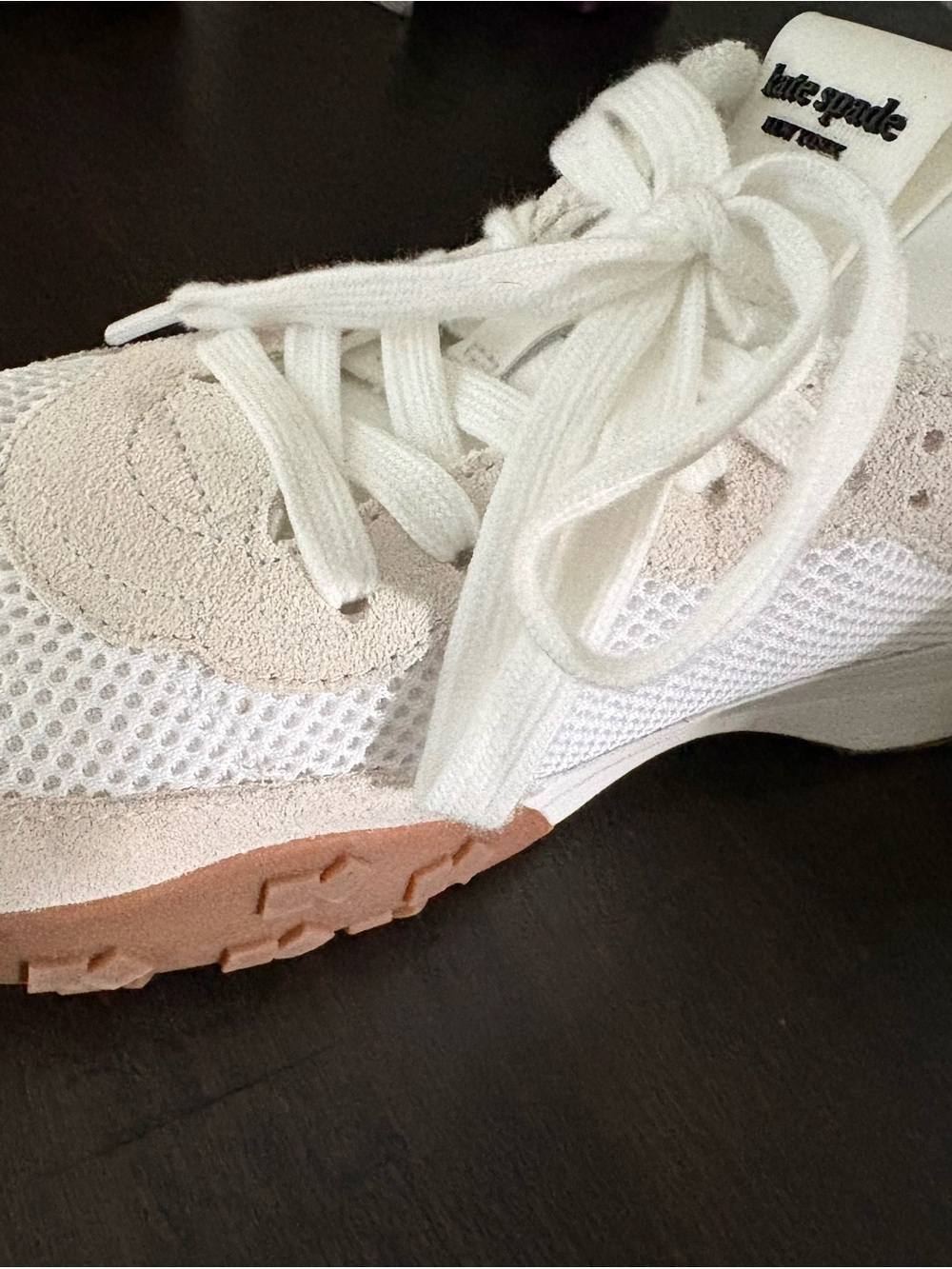 kate spade White and Black Mesh & Leather Sneakers with Gum Sole - Picture 7 of 10